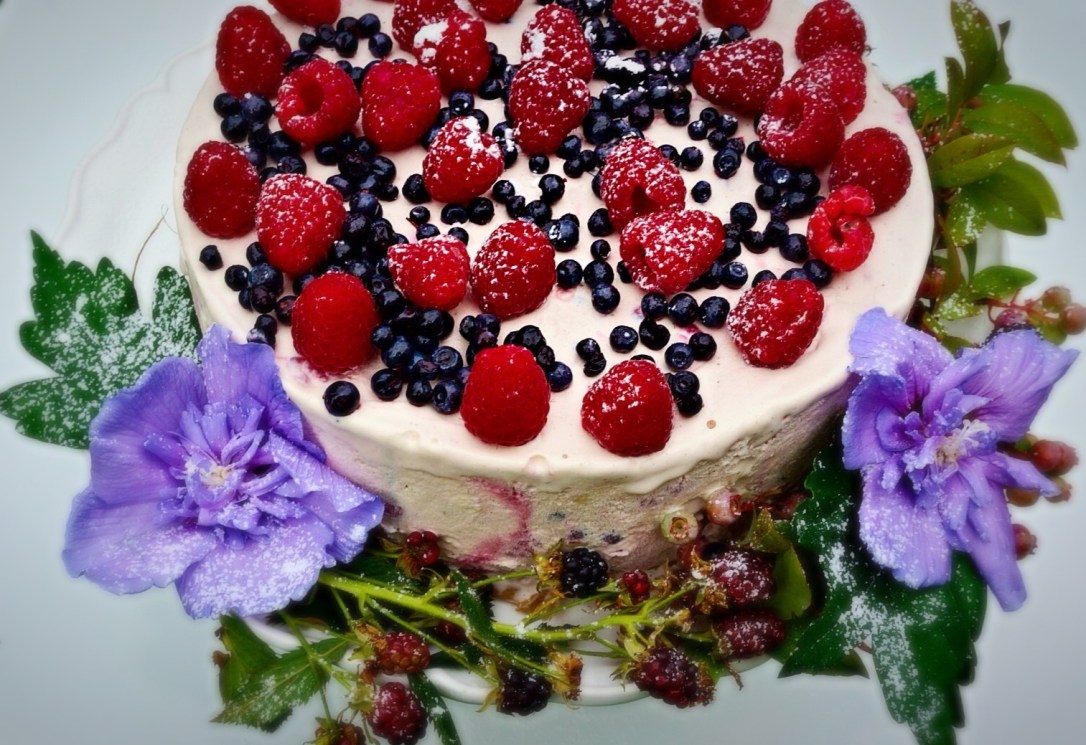 Blueberry and Raspberry Ice Cream Cake..